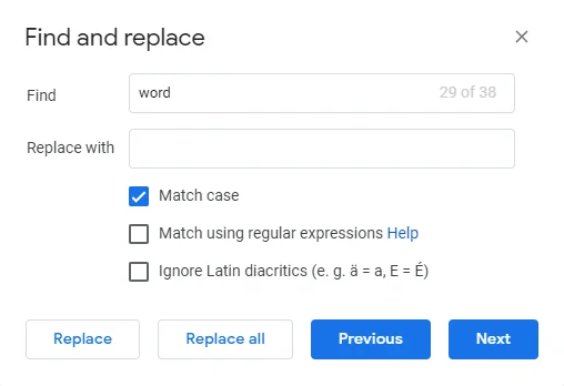 Cách tìm và thay thế các từ trong MS Word và Google Docs 22 Cách tìm và thay thế các từ trong MS Word và Google Docs