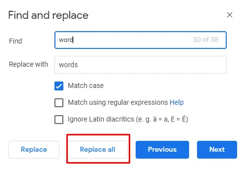 Cách tìm và thay thế các từ trong MS Word và Google Docs 28 Cách tìm và thay thế các từ trong MS Word và Google Docs