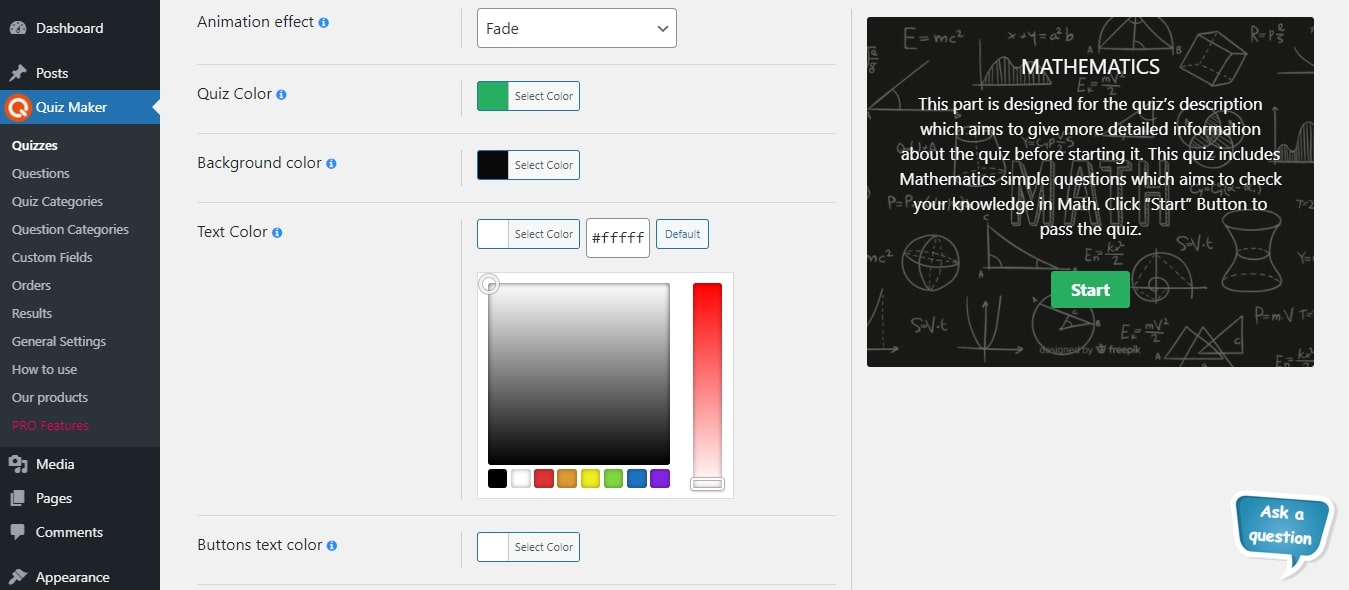 WordPress Quiz Maker Pro Plugin 7