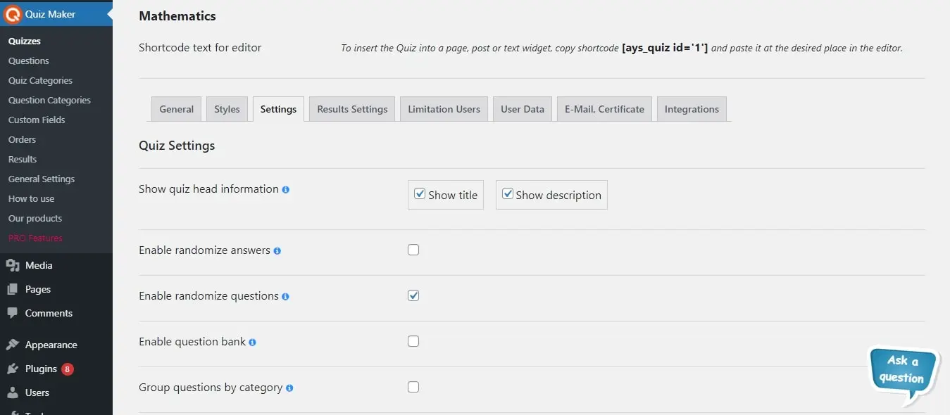 WordPress Quiz Maker Pro Plugin 8