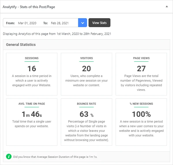 Phân tích cấp độ trang Analytify Pro
