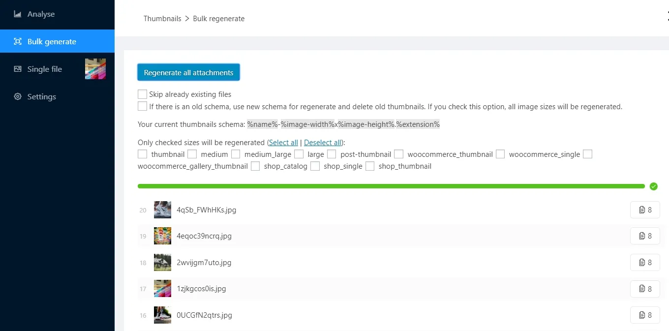 WordPress Real Thumbnail Generator Efficiently force regenerate thumbnails in bulk 4