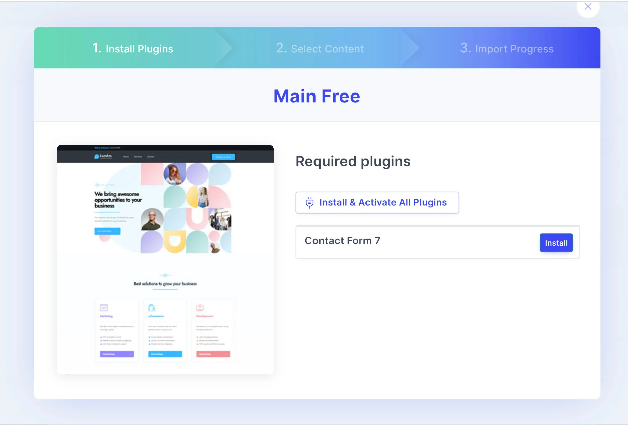 Kata Plus Pro v1.1.10 NULLED - Elementor WordPress Theme 30 Yêu cầu cài đặt Plugins