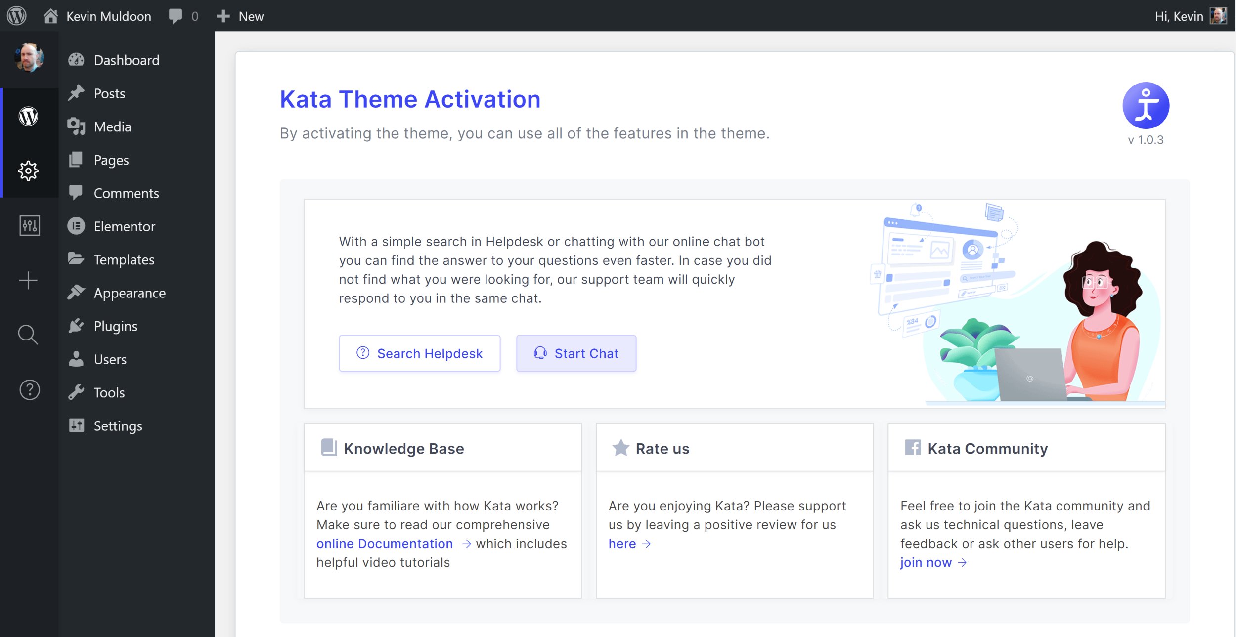 Kata Plus Pro v1.1.10 NULLED - Elementor WordPress Theme 14 Các Theme Trang kích hoạt