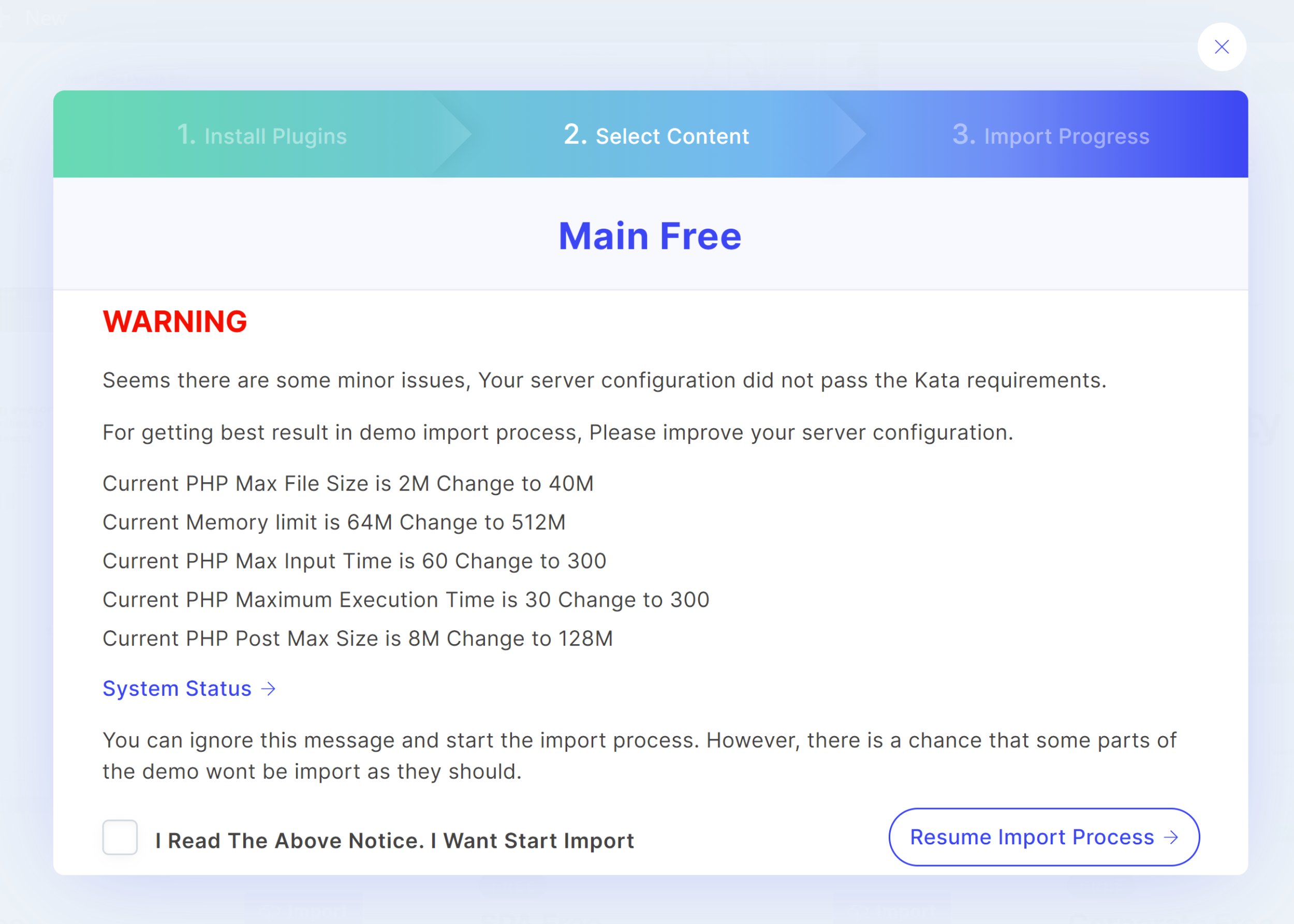 Kata Plus Pro v1.1.10 NULLED - Elementor WordPress Theme 42 Cảnh báo khi nhập một Theme Bản giới thiệu