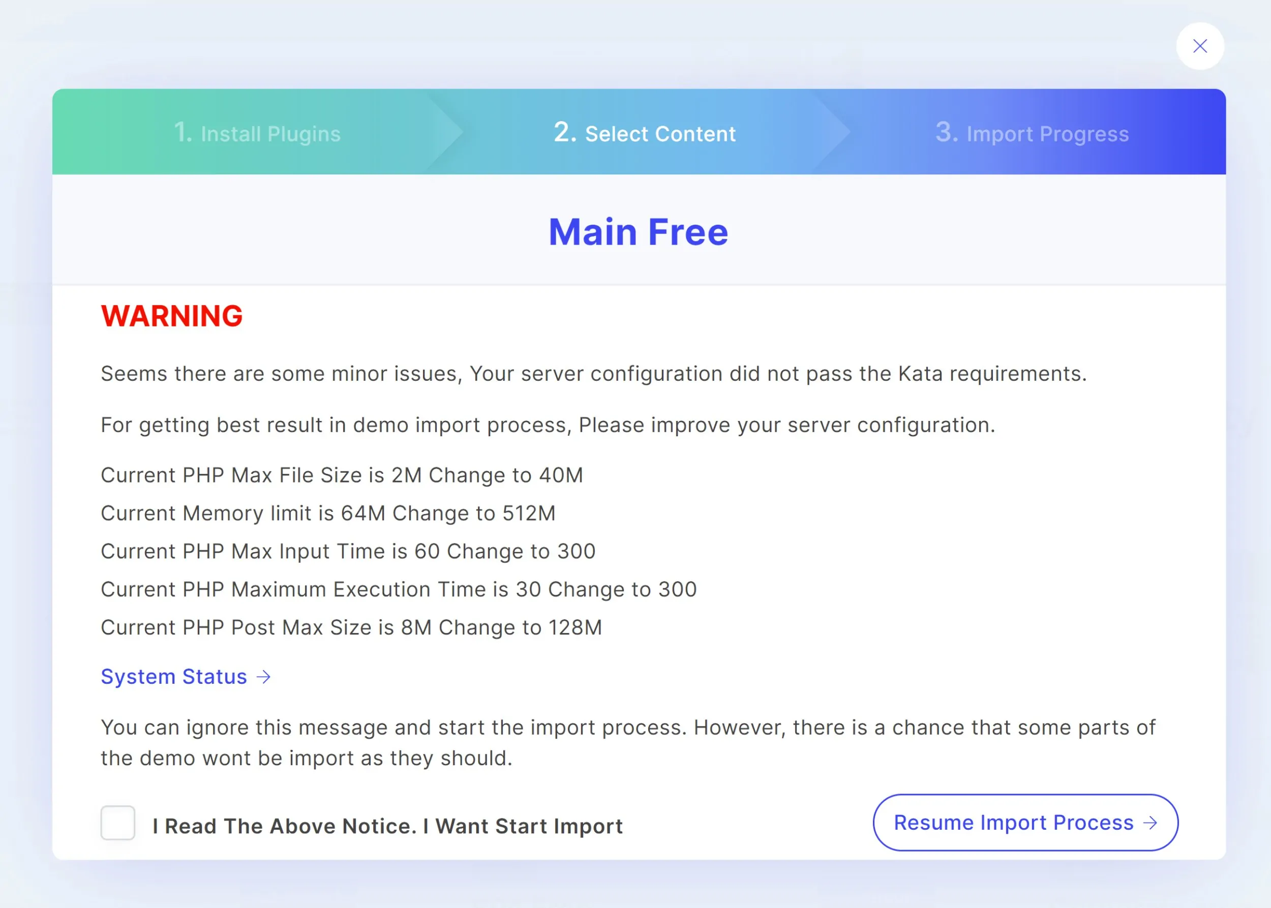 Kata Plus Pro v1.1.10 NULLED - Elementor WordPress Theme 42 Cảnh báo khi nhập một Theme Bản giới thiệu