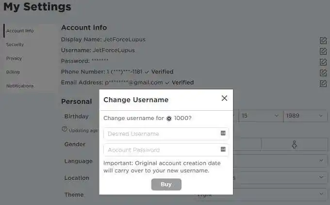 Cách thay đổi tên người dùng hoặc tên hiển thị của bạn trong Roblox 11 Cách thay đổi tên người dùng hoặc tên hiển thị của bạn trong Roblox