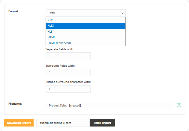 Product Sales Report Pro for WooCommerce Pro v2.2.17 NULLED 4 Bảng tính có thể tải xuống và các tùy chọn định dạng khác