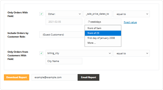 Product Sales Report Pro for WooCommerce Pro v2.2.17 NULLED 5 Logic có điều kiện và phạm vi báo cáo động