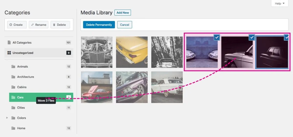 Happy Files Pro v1.7 NULLED - Organize Your WordPress Media Files 5 Quản lý phương tiện nhanh