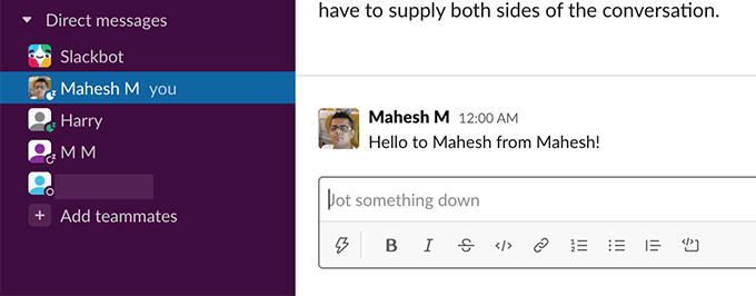 4-self-message-slack - Online Tech Tips Hình ảnh nhắn tin cho chính bạn