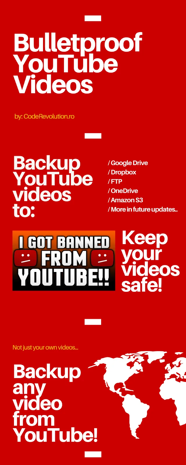 Bulletproof YouTube Videos v1.2.4 - Backup to Google Drive, Dropbox, OneDrive, Amazon S3, FTP 2 Bulletproof YouTube Videos - Backup to Google Drive, Dropbox, OneDrive, Amazon S3, FTP 2