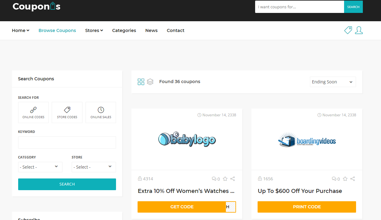Couponis - Affiliate & Submitting Coupons WordPress Theme 1