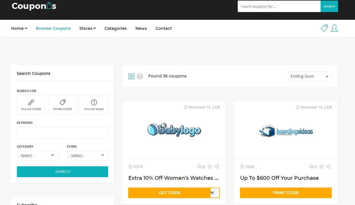 Couponis - Affiliate & Submitting Coupons WordPress Theme 1
