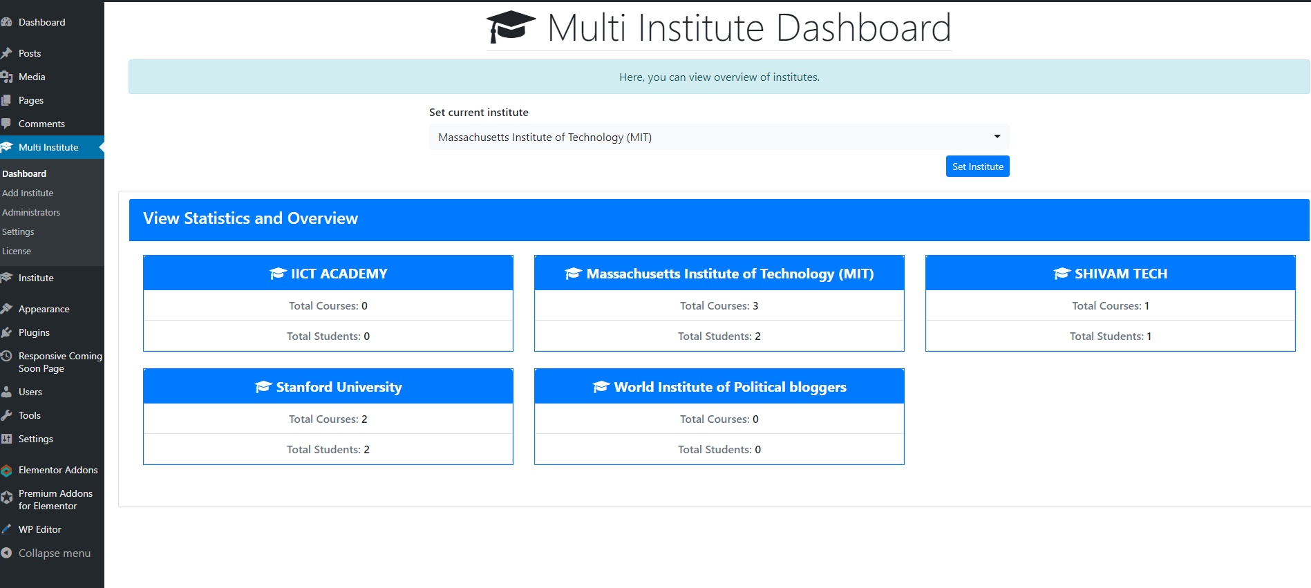 Multi Institute Management - WordPress Plugin 5