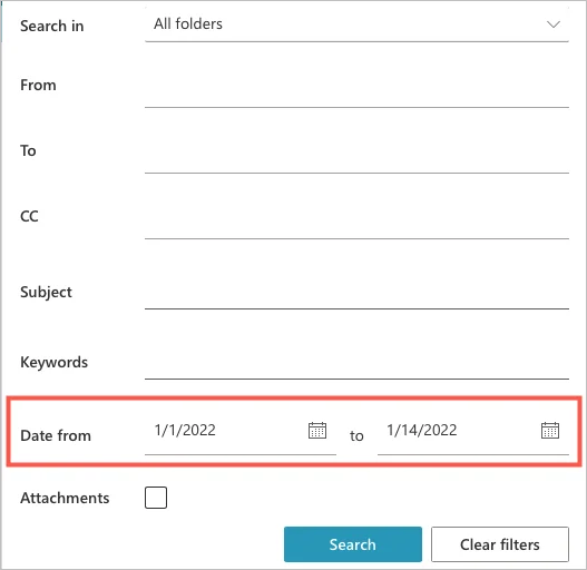 Cần xem email của bạn từ tuần trước? Cách tìm kiếm trong Outlook theo ngày 2 Cần xem email của bạn từ tuần trước? Cách tìm kiếm trong Outlook theo ngày