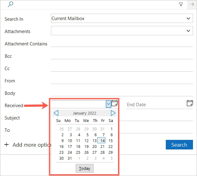 Cần xem email của bạn từ tuần trước? Cách tìm kiếm trong Outlook theo ngày 4 Cần xem email của bạn từ tuần trước? Cách tìm kiếm trong Outlook theo ngày