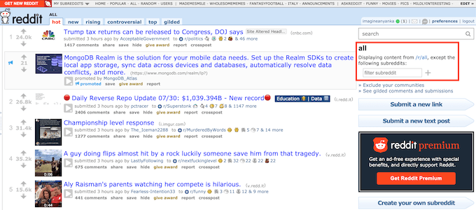 Cách chặn Subreddits khỏi danh sách r / all của bạn 1 Cách chặn Subreddits khỏi danh sách r / all của bạn