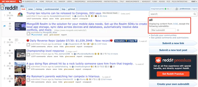 Cách chặn Subreddits khỏi danh sách r / all của bạn 1 Cách chặn Subreddits khỏi danh sách r / all của bạn