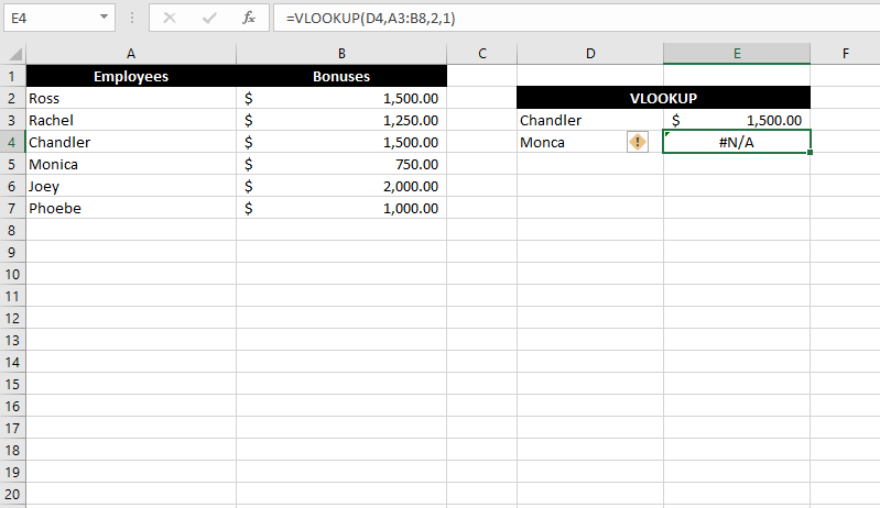 Cách sửa lỗi # N / A trong công thức Excel như VLOOKUP 1 Cách sửa lỗi # N / A trong công thức Excel như VLOOKUP