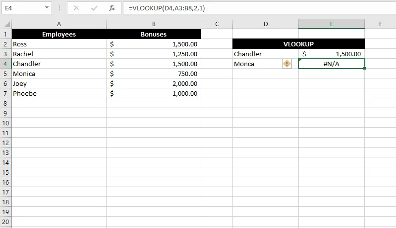 Cách sửa lỗi # N / A trong công thức Excel như VLOOKUP 1 Cách sửa lỗi # N / A trong công thức Excel như VLOOKUP