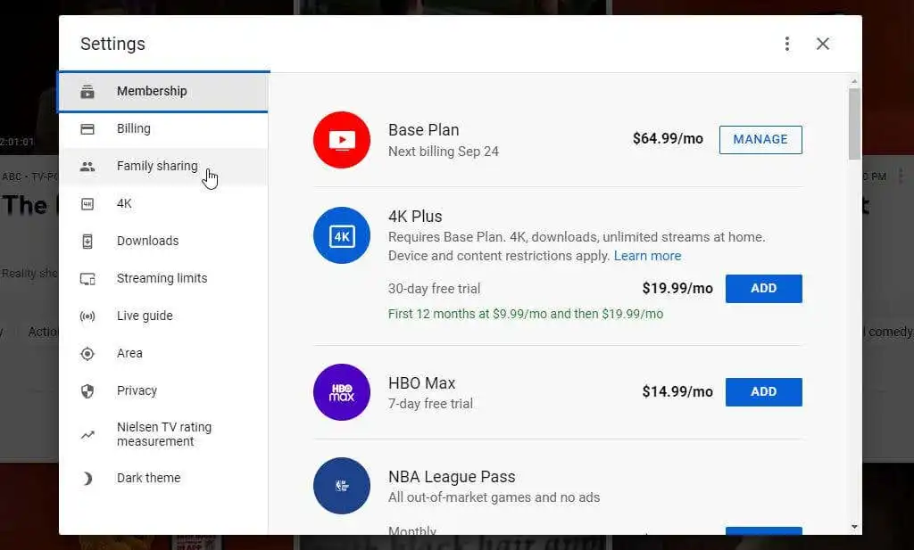Cách thiết lập Chia sẻ trong gia đình trên YouTube TV 2 Cách thiết lập Chia sẻ trong gia đình trên YouTube TV