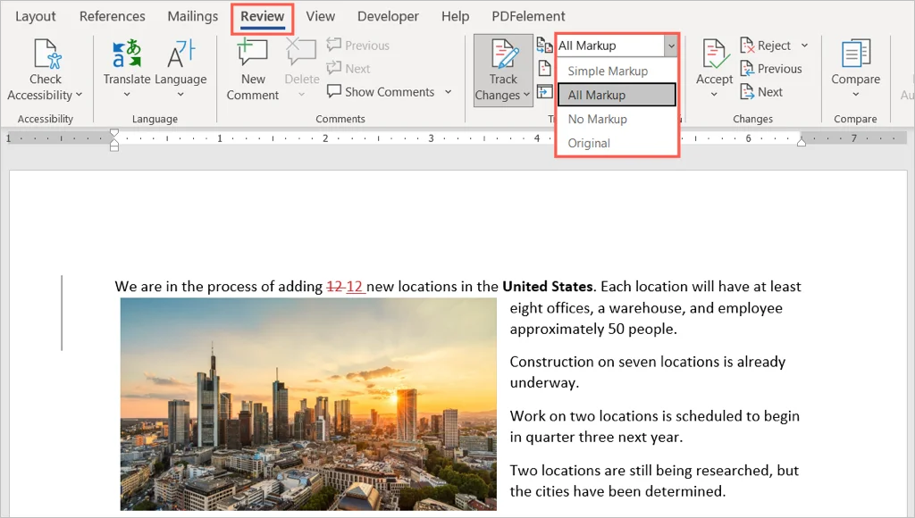 Cách hiển thị, chấp nhận hoặc ẩn các chỉnh sửa trong Microsoft Word 3 Cách hiển thị, chấp nhận hoặc ẩn các chỉnh sửa trong Microsoft Word