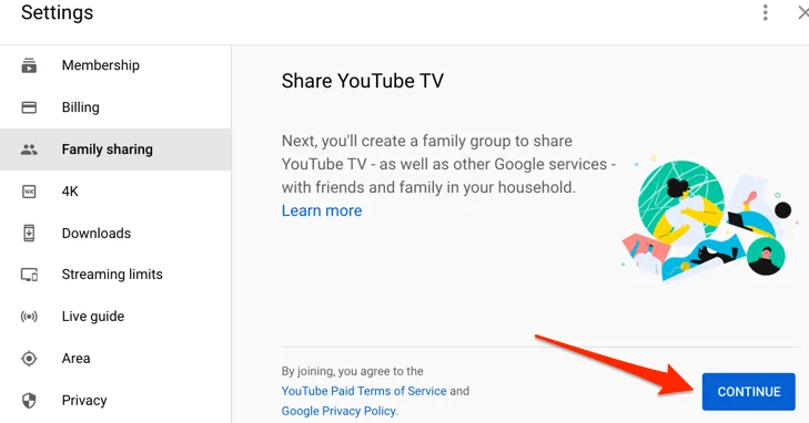 Cách thiết lập Chia sẻ trong gia đình trên YouTube TV 3 Cách thiết lập Chia sẻ trong gia đình trên YouTube TV