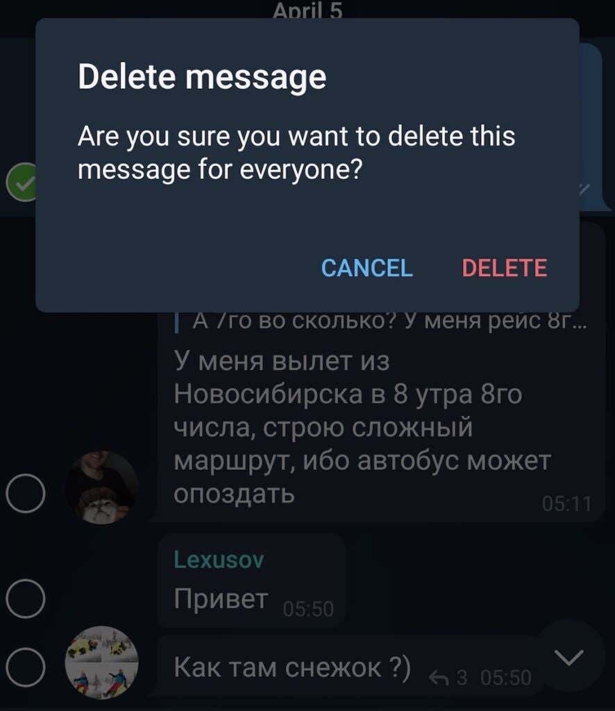 Cách xóa tin nhắn trên Telegram 5 Cách xóa tin nhắn trên Telegram