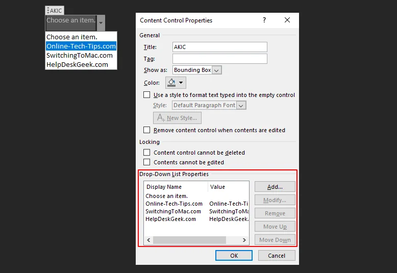 Cách thêm danh sách thả xuống trong Microsoft Word 5 Cách thêm danh sách thả xuống trong Microsoft Word