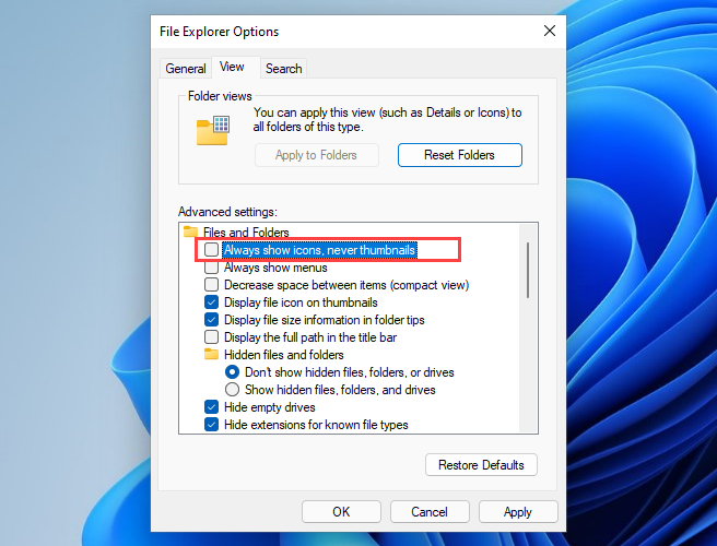 Cách sửa lỗi xem trước hình thu nhỏ không hiển thị trong Windows 11/10 Explorer 3 Cách sửa lỗi xem trước hình thu nhỏ không hiển thị trong Windows 11/10 Explorer