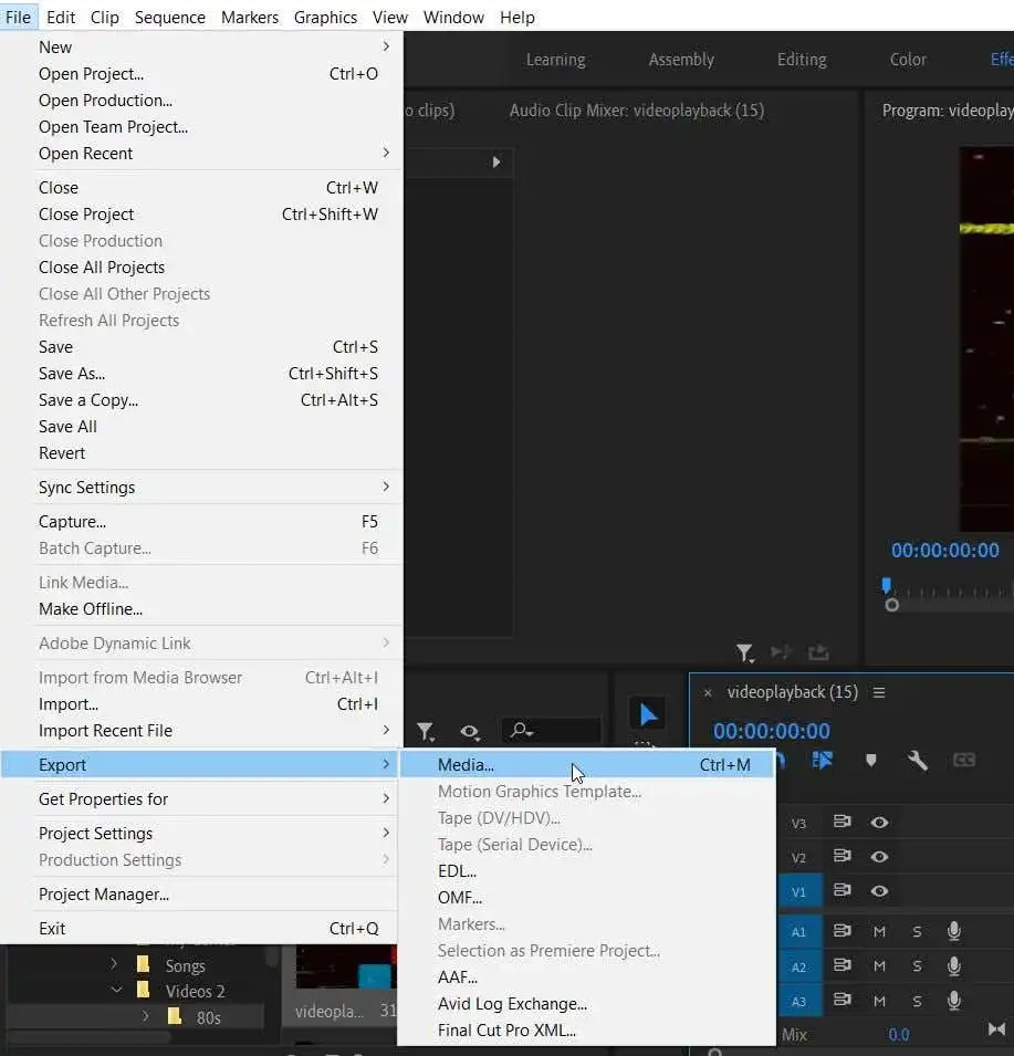 Cách xuất dự án Adobe Premiere Pro sang MP4 2 Cách xuất dự án Adobe Premiere Pro sang MP4