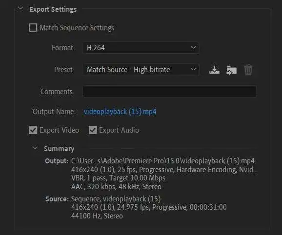 Cách xuất dự án Adobe Premiere Pro sang MP4 3 Cách xuất dự án Adobe Premiere Pro sang MP4