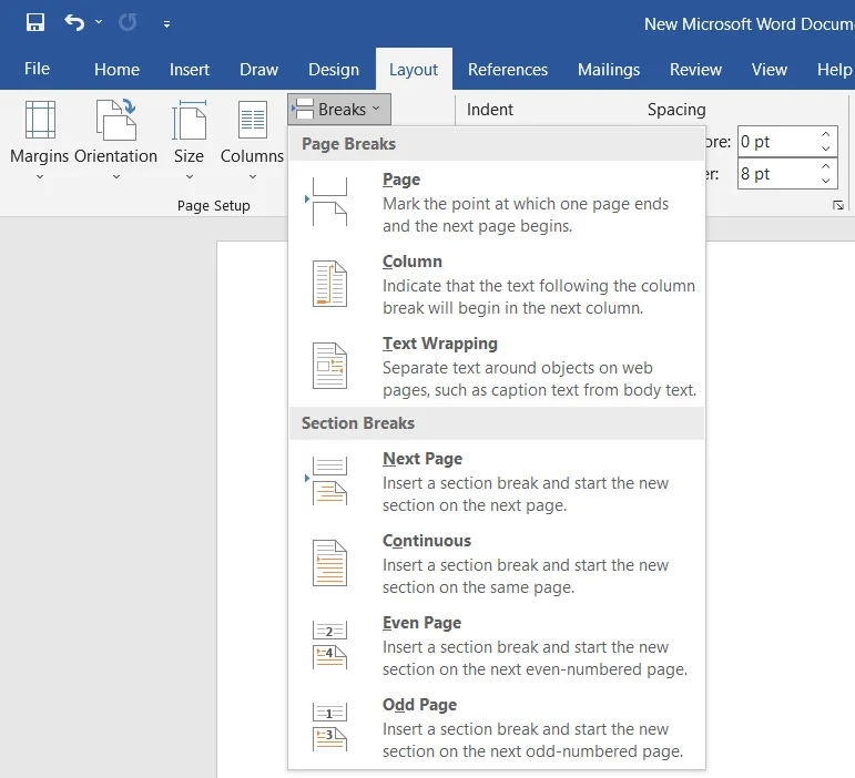 Cách Chèn một Ngắt mục trong Microsoft Word 5 Cách Chèn một Ngắt mục trong Microsoft Word