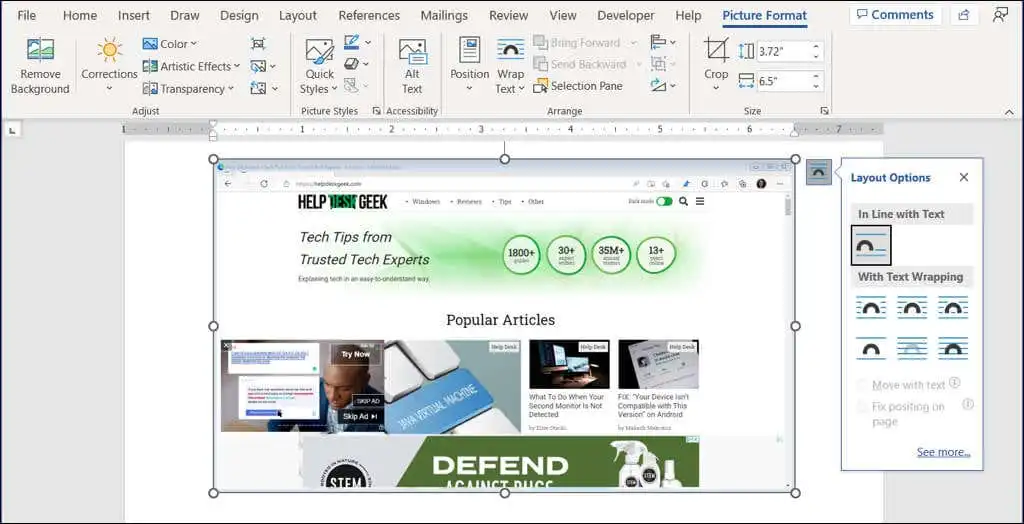 Cách sử dụng Công cụ Ảnh chụp màn hình Microsoft Word 3 Cách sử dụng Công cụ Ảnh chụp màn hình Microsoft Word