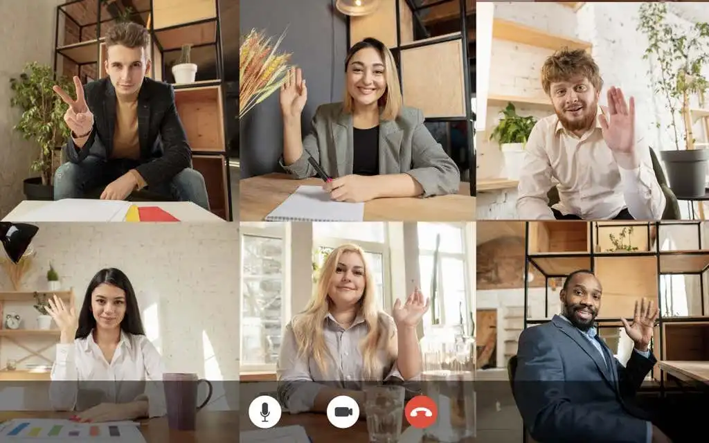 Nhóm làm việc theo cuộc gọi video nhóm chia sẻ ý tưởng động não sử dụng hội nghị video. - Mẹo công nghệ trực tuyến 5 Cách Tự Tắt Tiếng Khi Zoom Hình Ảnh