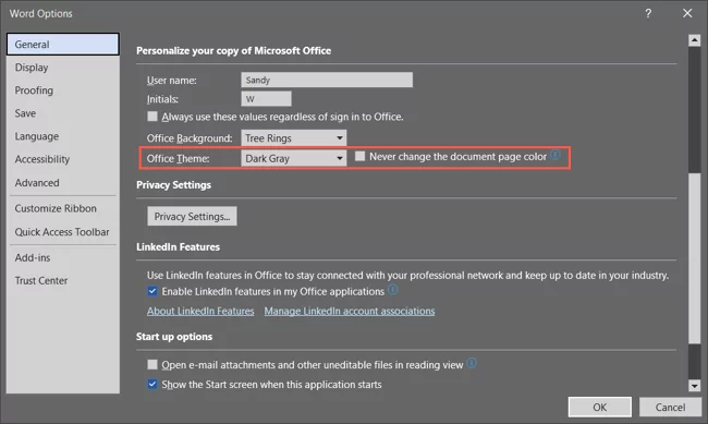 Cách bật và bật Off Chế độ tối trong Microsoft Word 2 Cách bật và bật Off Chế độ tối trong Microsoft Word