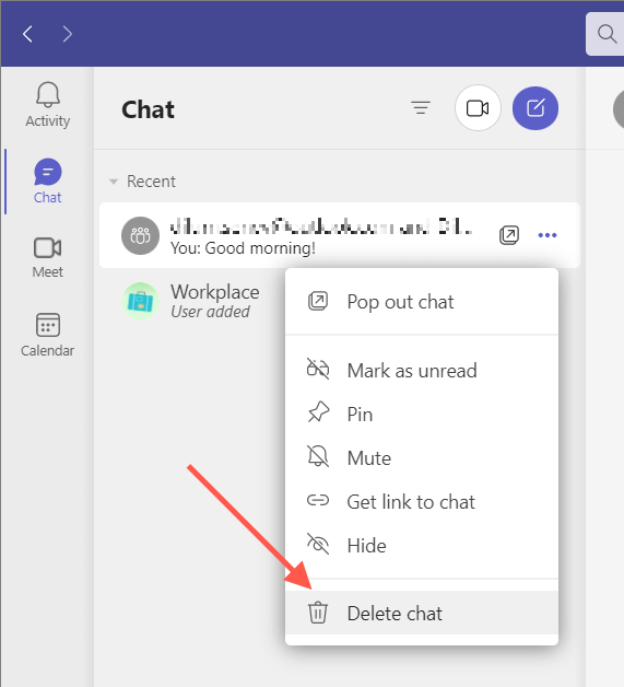 Cách xóa một cuộc trò chuyện trong Microsoft Teams 3 Cách xóa một cuộc trò chuyện trong Microsoft Teams