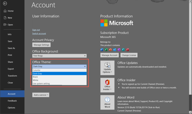 Cách bật và bật Off Chế độ tối trong Microsoft Word
