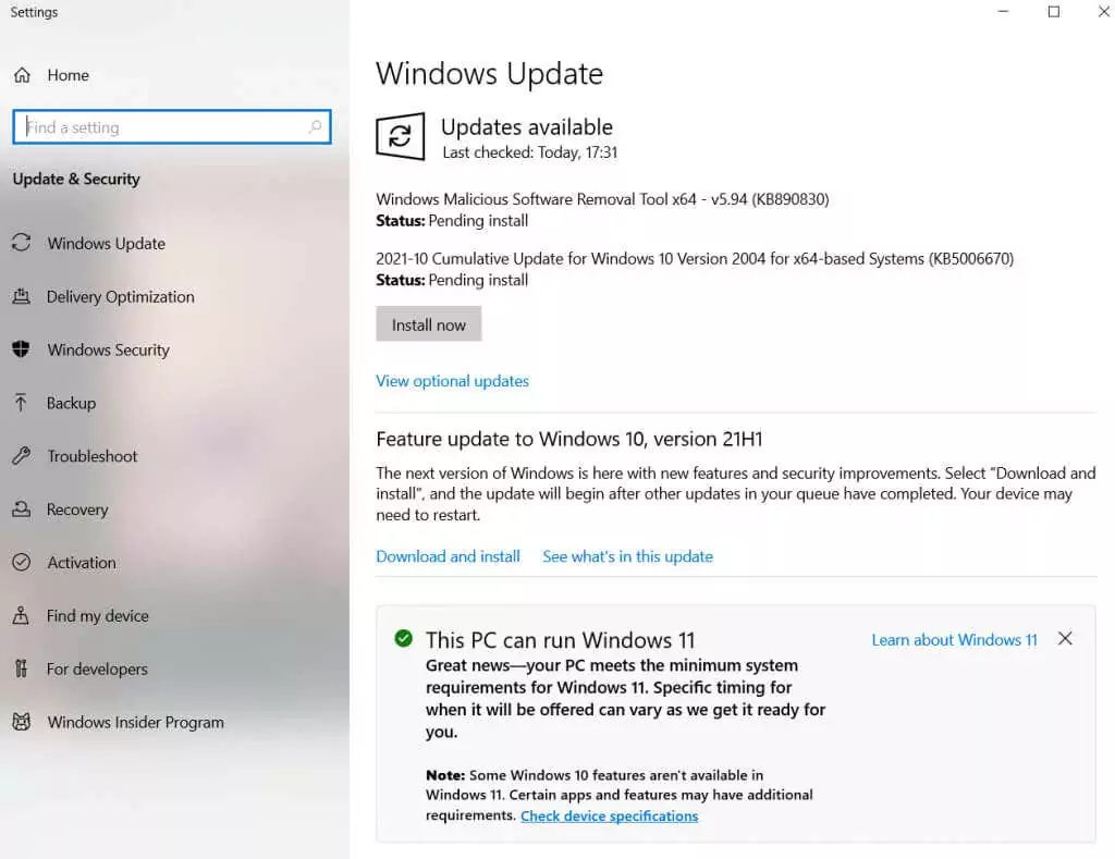 9-Windows-Update - Bộ phận trợ giúp Geek Cách nâng cấp lên Windows 11 mà không mất dữ liệu image 4