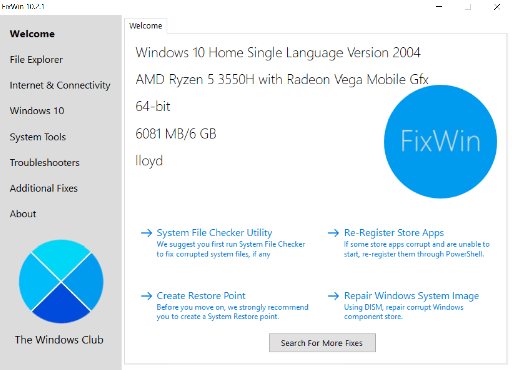 4-FixWin - Người đam mê bộ phận trợ giúp 6 Công cụ sửa chữa Windows 11/10 miễn phí tốt nhất hình 5