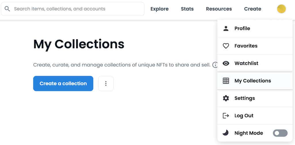 08_opensea-my-collections - Mẹo công nghệ trực tuyến Cách tạo hình ảnh NFT đầu tiên của bạn 7