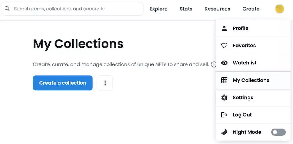 08_opensea-my-collections - Mẹo công nghệ trực tuyến Cách tạo hình ảnh NFT đầu tiên của bạn 7