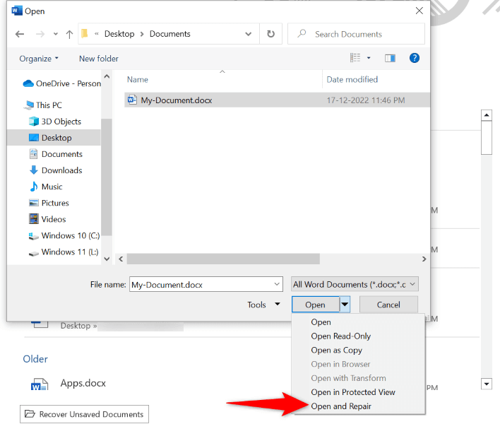 cách sửa lỗi-có kinh nghiệm-lỗi-cố-mở-tệp-lỗi-6-nén - Help Desk Geek Cách khắc phục lỗi “Word gặp lỗi khi mở file” hình 7