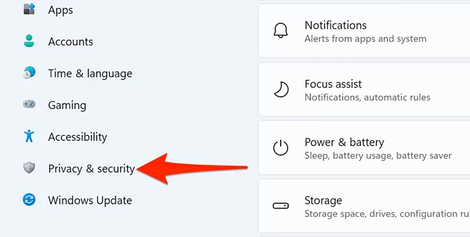 13-cài đặt-bảo mật-quyền riêng tư - Help Desk Geek Tìm kiếm Windows 11 không hoạt động? Hãy thử 10 cách khắc phục này Ảnh 14