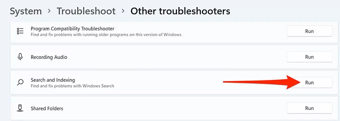 Trình khắc phục sự cố 28-run-search - Help Desk Geek Tìm kiếm Windows 11 không hoạt động? Hãy thử 10 cách khắc phục này ảnh 32