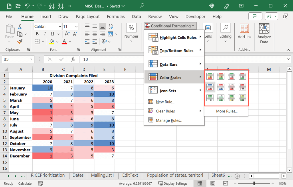 cách tạo-a-heat-map-in-microsoft-excel-3-nén - Help Desk Geek Cách tạo bản đồ nhiệt trong Excel ảnh 4