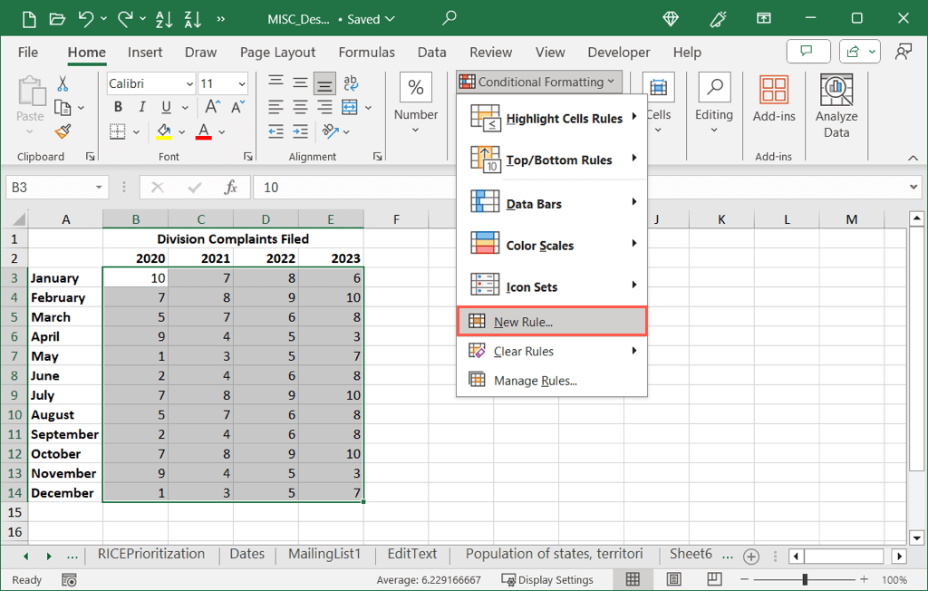 cách tạo-a-heat-map-in-microsoft-excel-5-nén - Help Desk Geek Cách tạo bản đồ nhiệt trong Excel ảnh 6