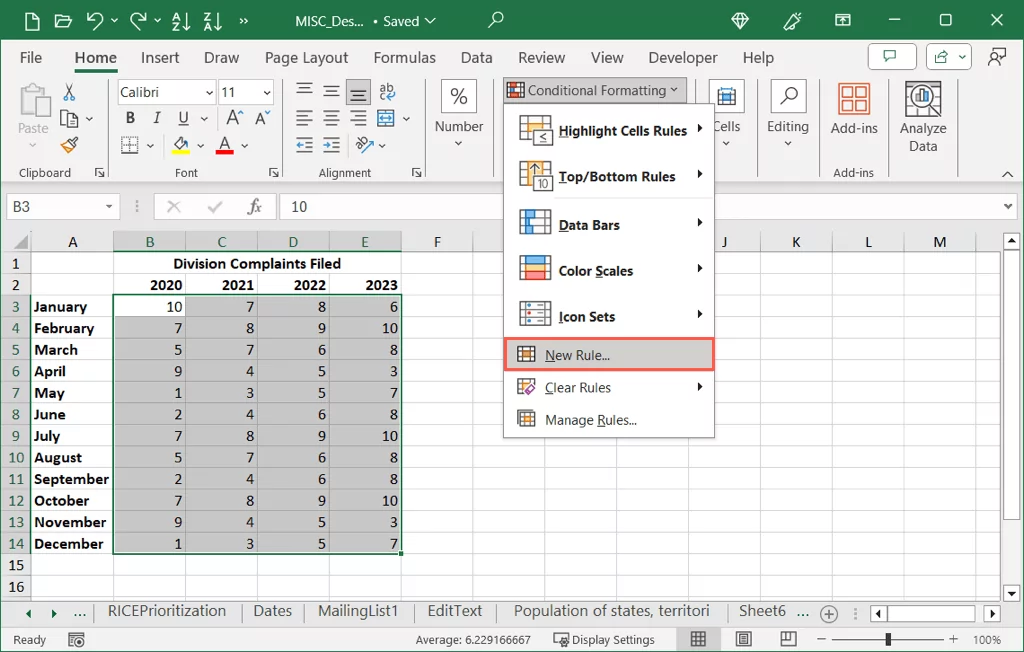 cách tạo-a-heat-map-in-microsoft-excel-5-nén - Help Desk Geek Cách tạo bản đồ nhiệt trong Excel ảnh 6