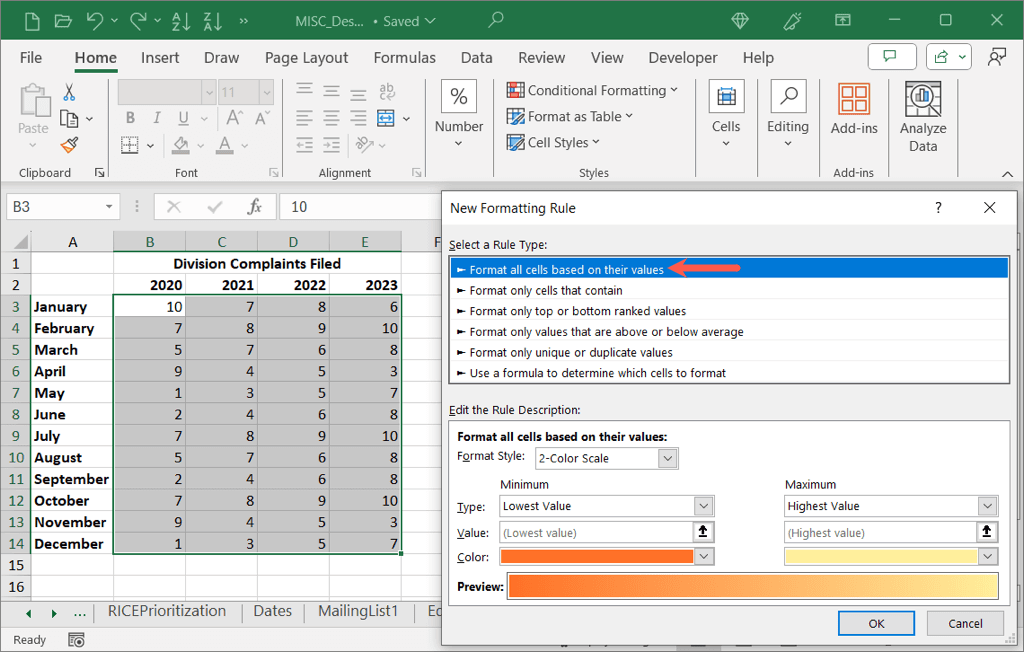 cách tạo-a-heat-map-in-microsoft-excel-6-nén - Help Desk Geek Cách tạo bản đồ nhiệt trong Excel ảnh 7